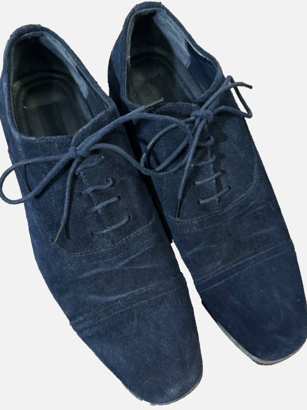 NEW JOSEPH ABBOUD COLLECTION Aaron Oxford Shoes 10 M Blue Suede Lace Up Leather